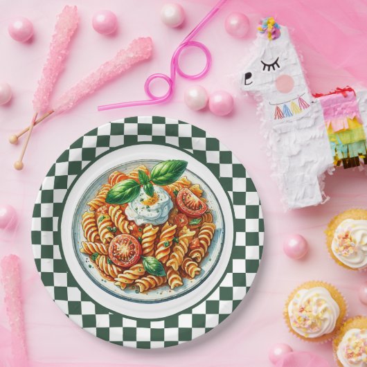 Assiettes En Carton Dîner aux pâtes en spirale (Fête)