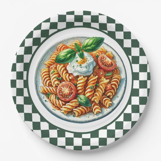 Assiettes En Carton Dîner aux pâtes en spirale (Devant)