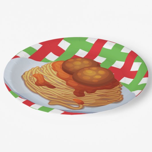 Assiettes En Carton Dîner aux spaghetti (Angle)