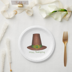 Assiettes En Carton Dîner bon thanksgiving pèlerin puritain Casquette