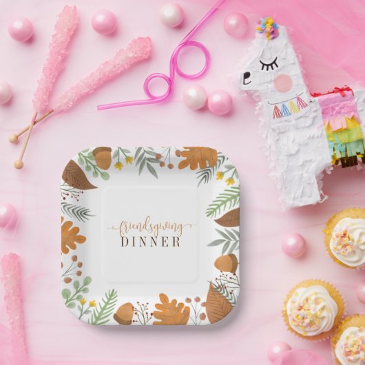Assiettes En Carton Dîner d'action d'automne moderne (Fête)