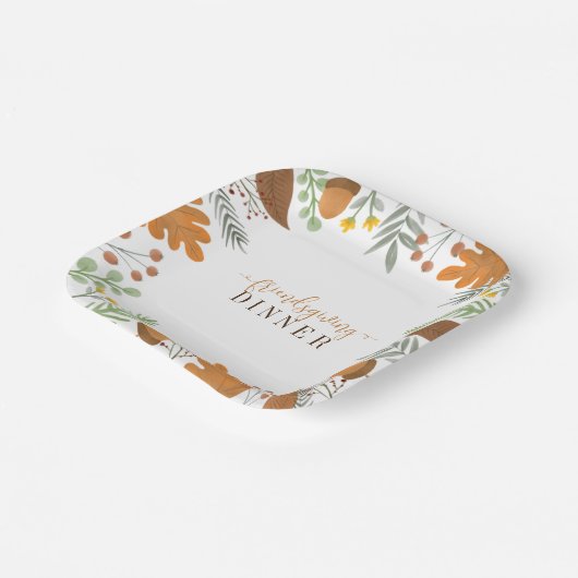 Assiettes En Carton Dîner d'action d'automne moderne (Angulaire)