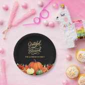 Assiettes En Carton Dîner d'action de grâces citrouille noir Grateful (Fête)