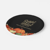 Assiettes En Carton Dîner d'action de grâces citrouille noir Grateful (Angle)