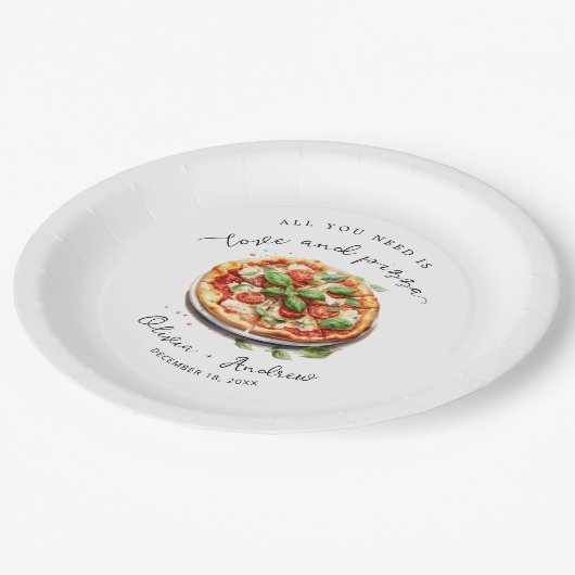 Assiettes En Carton Dîner d'amour et de pizza moderne Papier (Angle)