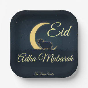 Assiettes En Carton Dîner de mouton bleu foncé pour l'Aïd al-Adha
