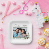 Assiettes En Carton Dîner de Noël blanc cône pin nom photo (Fête)