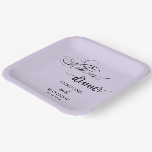Assiettes En Carton Dîner de répétition élégant calligraphie violet cl (Angulaire)