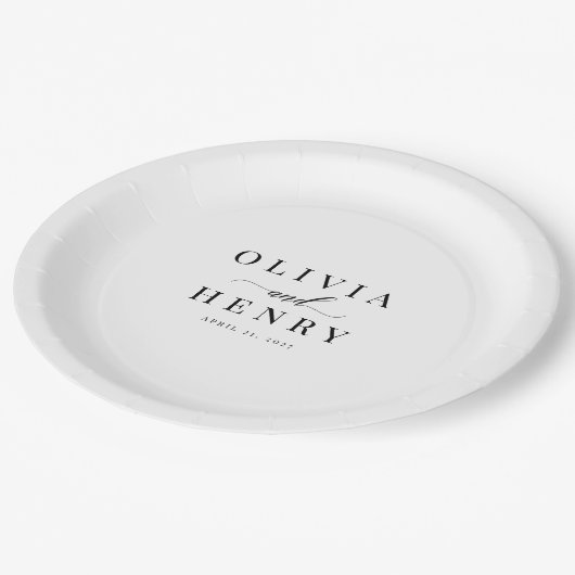 Assiettes En Carton Dîner de répétition Mariage classique élégant (Angle)