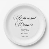 Assiettes En Carton Dîner de répétition Mariage de script élégant (Devant)