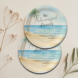 Assiettes En Carton Dîner de répétition Plage et Palm Trees Mariage