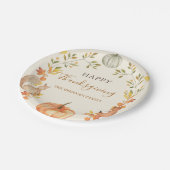 Assiettes En Carton Dîner de Thanksgiving citrouille et Feuille (Angle)