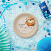 Assiettes En Carton Dîner de Thanksgiving Citrouille Floral Script Bei (Fête)