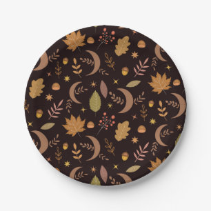 Assiettes En Carton Dîner de Thanksgiving Feuilles d'automne avec Boho