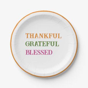 Assiettes En Carton Dîner De Thanksgiving Merci Grateful Blessé