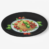 Assiettes En Carton Dîner des amateurs de spaghetti amusants (Angle)