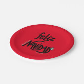 Assiettes En Carton Dîner Feliz Navidad Christmas (Angle)