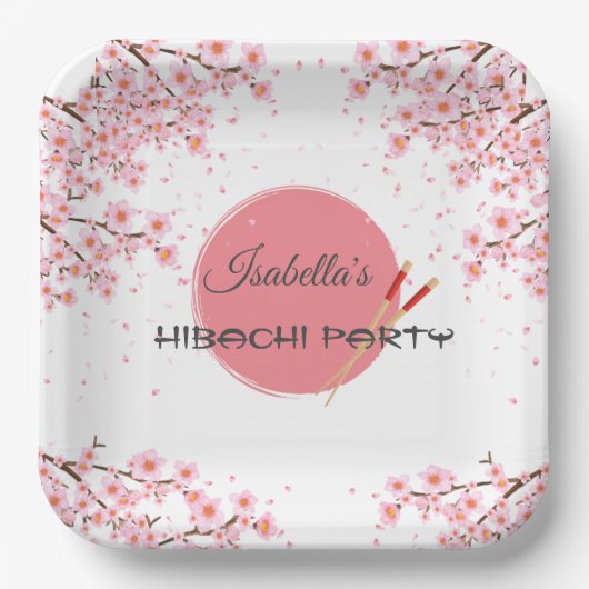 Assiettes En Carton Dîner japonais Hibachi fête d'anniversaire (Recto)