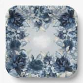 Assiettes En Carton Dîner Mariage Cascadation Navy Peonies (Recto)