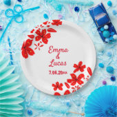 Assiettes En Carton Dîner Mariage rouge et blanc (Fête)