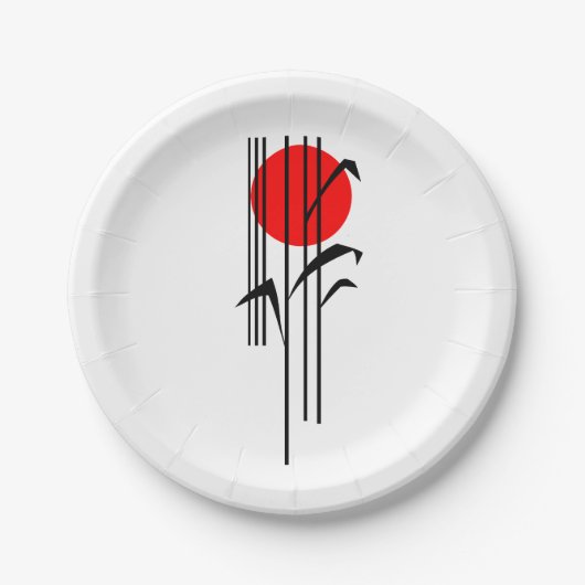 Assiettes En Carton Dîner orienté japonais avec le Soleil Levant (Devant)