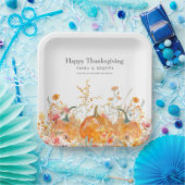 Assiettes En Carton Dîner Thanksgiving Citrouille Fleur sauvage modern (Fête)