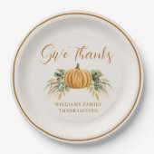 Assiettes En Carton Dîner Thanksgiving Remercier Citrouille (Devant)
