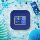 Assiettes En Carton Dîner TV rétro en bleu (Fête)