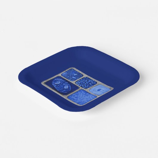 Assiettes En Carton Dîner TV rétro en bleu (Angulaire)