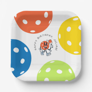 Assiettes En Carton Dink Pickleball Party Sports Cartoon Mascotte Padd