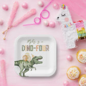 Assiettes En Carton Dino 4 Plaques de fête d'anniversaire (Fête)
