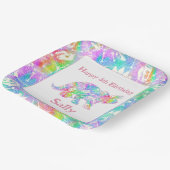 Assiettes En Carton Dino Dig arc-en-ciel (Angulaire)