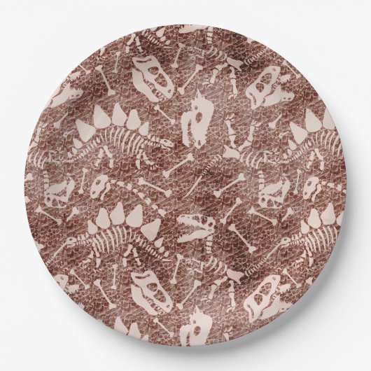 Assiettes En Carton Dino Dig brown (Devant)