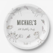 Assiettes En Carton Dino Dig Round Anniversaire (Devant)