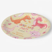 Assiettes En Carton Dino-mite dino rose fête d'anniversaire (Angle)
