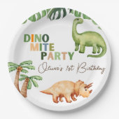 Assiettes En Carton Dino-mite fête 1er anniversaire (Devant)