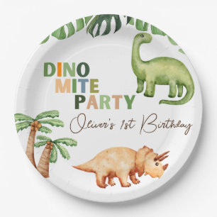 Assiettes En Carton Dino-mite fête 1er anniversaire