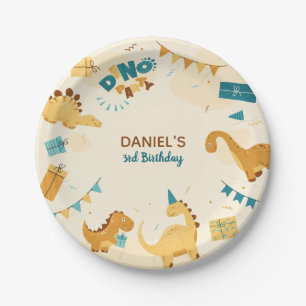 Assiettes En Carton Dino Party. Cute Dinosaures 3e anniversaire