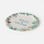 Assiettes En Carton Dino Pool Party Anniversaire (Angle)