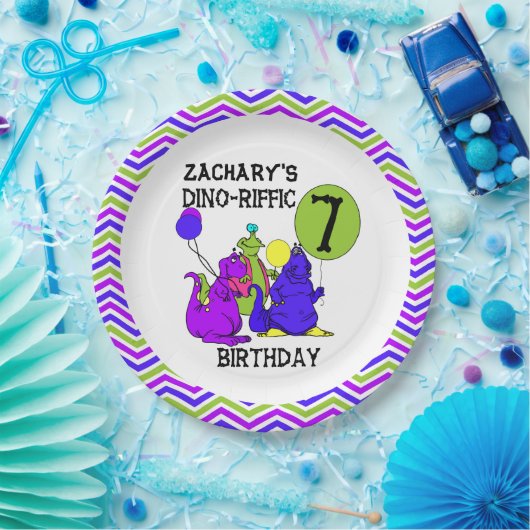 Assiettes En Carton Dino-Riffic 7e Plaques papier d'anniversaire (Fête)