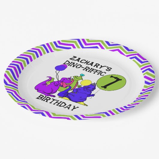Assiettes En Carton Dino-Riffic 7e Plaques papier d'anniversaire (Angle)