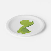 Assiettes En Carton Dino vert souriant (Angle)