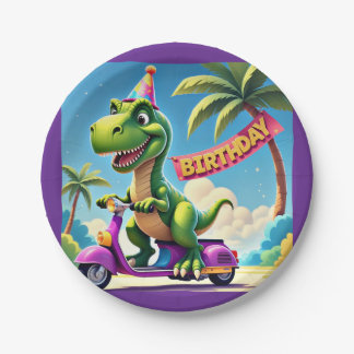 ASSIETTES EN CARTON " DINO'S BANTHDAY JOYRIDE "
