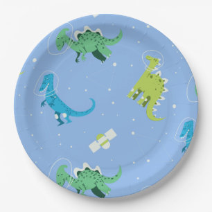 Assiettes En Carton Dinos Space Dinosaur enfants Motif Cadeau mignon é