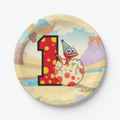 Assiettes En Carton Dinosaur 1er anniversaire fête (Devant)
