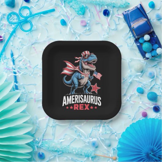 Assiettes En Carton Dinosaur 4 juillet Amerisaurus T Rex Funny (Fête)