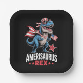 Assiettes En Carton Dinosaur 4 juillet Amerisaurus T Rex Funny (Recto)