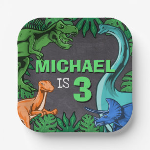 Assiettes En Carton Dinosaur Anniversaire de enfant Dino Trex Prehisto