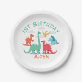 Assiettes En Carton Dinosaur Anniversaire Nom (Devant)