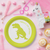 Assiettes En Carton Dinosaur Anniversaire Vert (Fête)